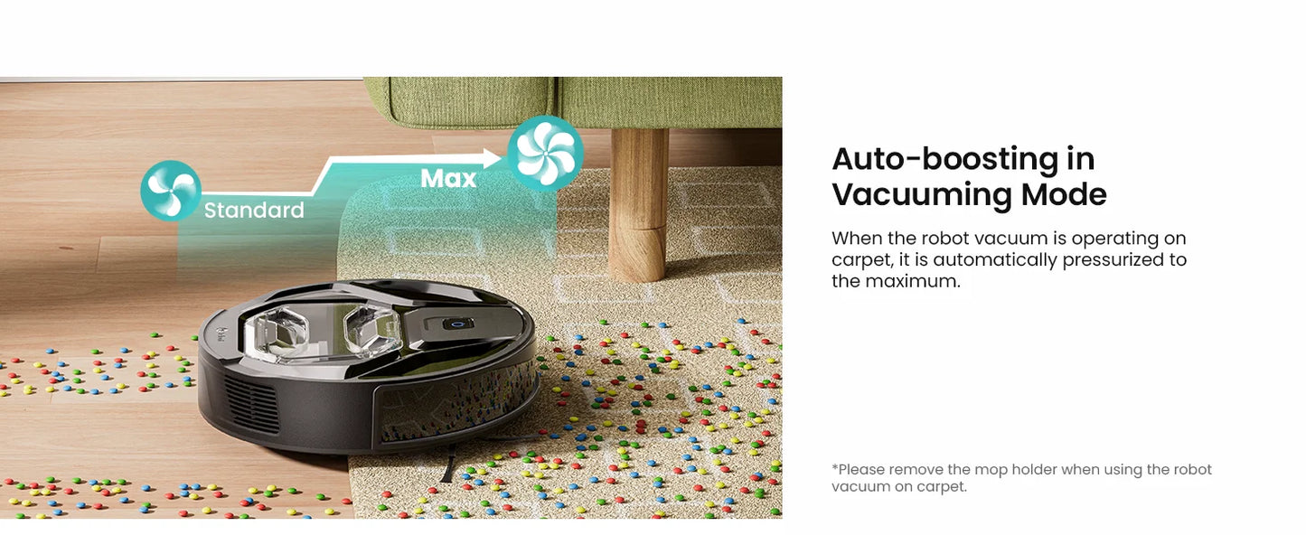 Lefant M320 Robot Vacuum Cleaner, Carpet Detection, 6,000 Pa Suction, Low Noise,  210 Mins Runtime, Self-Charging, Ideal for Har