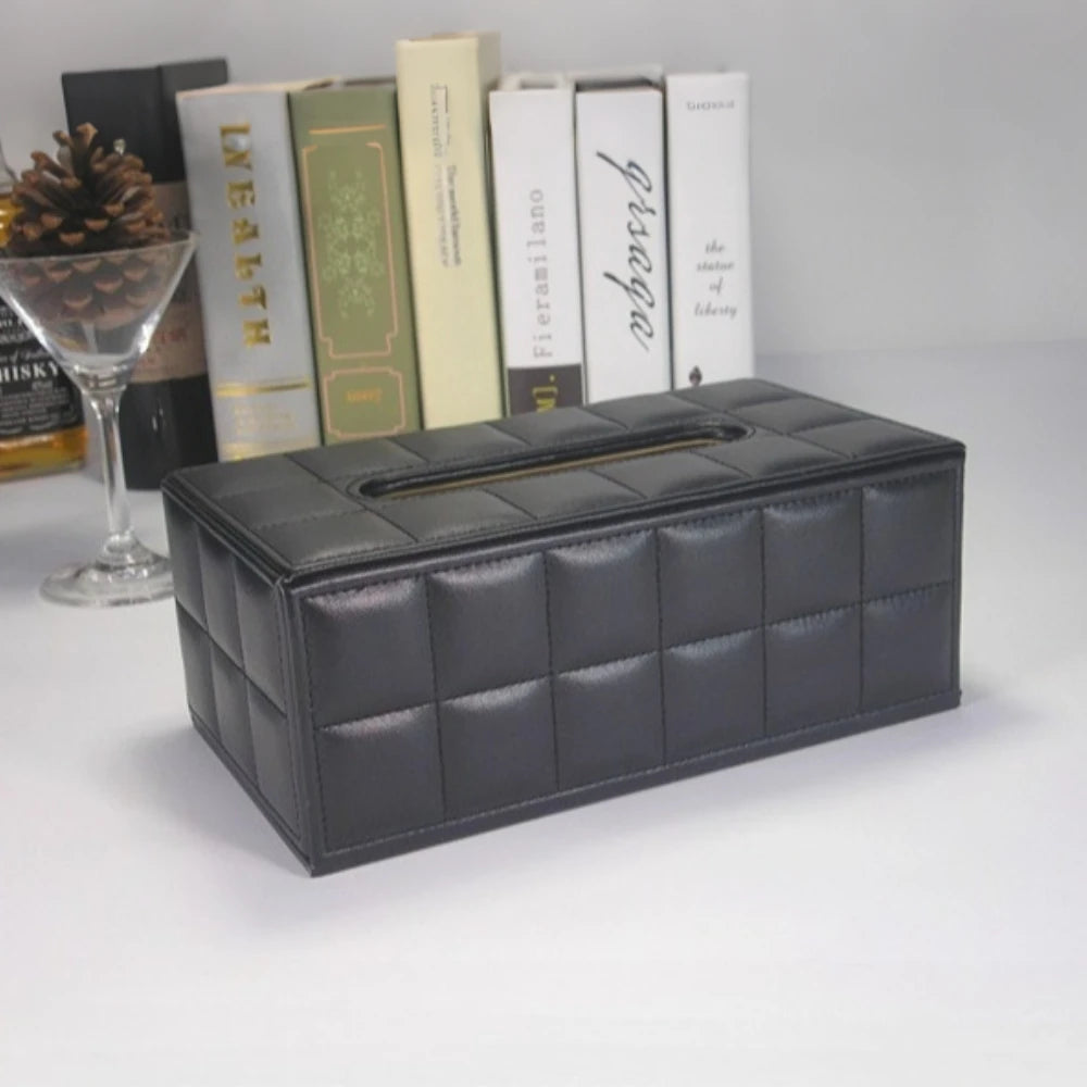 Elegant PU Leather Square Tissue Holder for Coffee Table, Decorative Napkin Paper Case for Home Hotel Restaurant Living Rooms