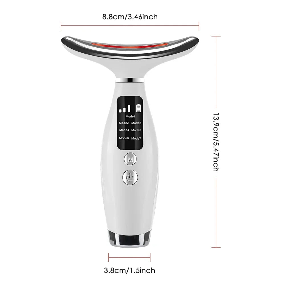  Home Use LED Face Neck Massager 7 Colors Light Therapy 7 Modes 3 Levels Vibration Face Lifting Anti Wrinkle Beauty Instrument
