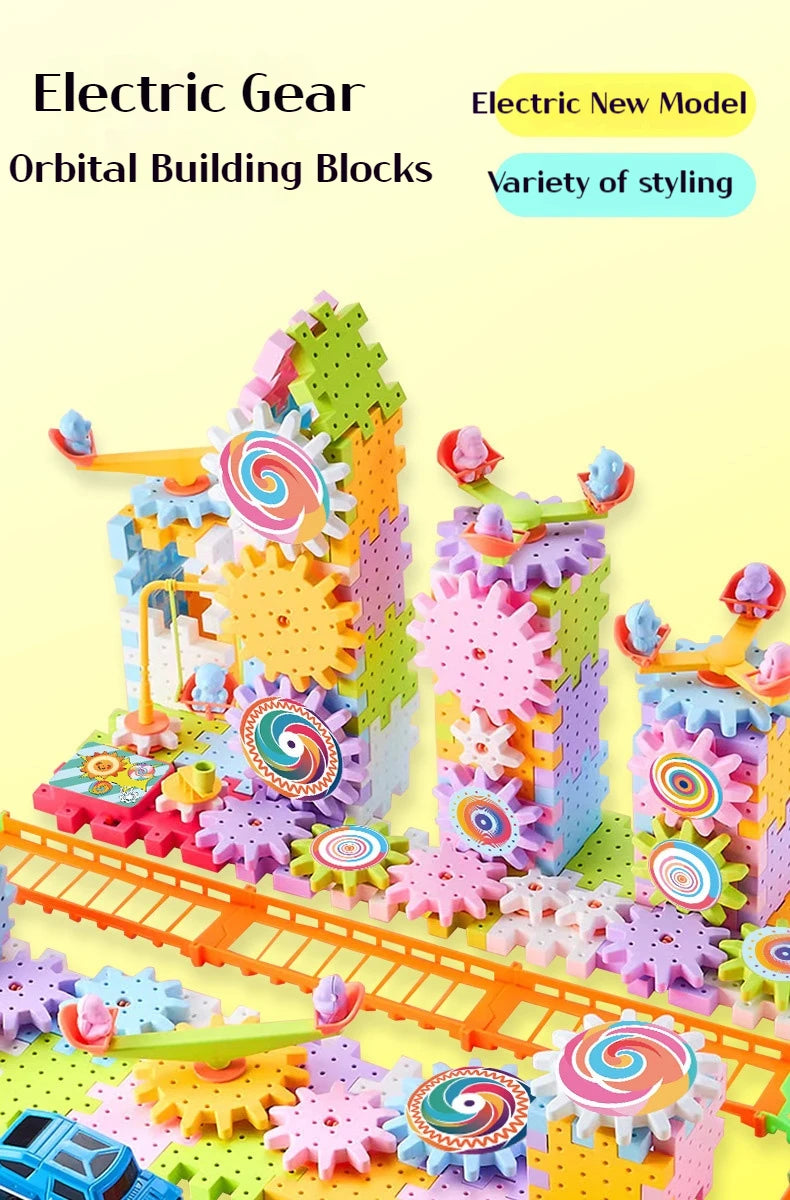 Hot 83-263 PCS Electric Gears 3D Puzzle Model Building Kits Plastic Brick Blocks Educational Toys For Kids Children Xmas Gifts