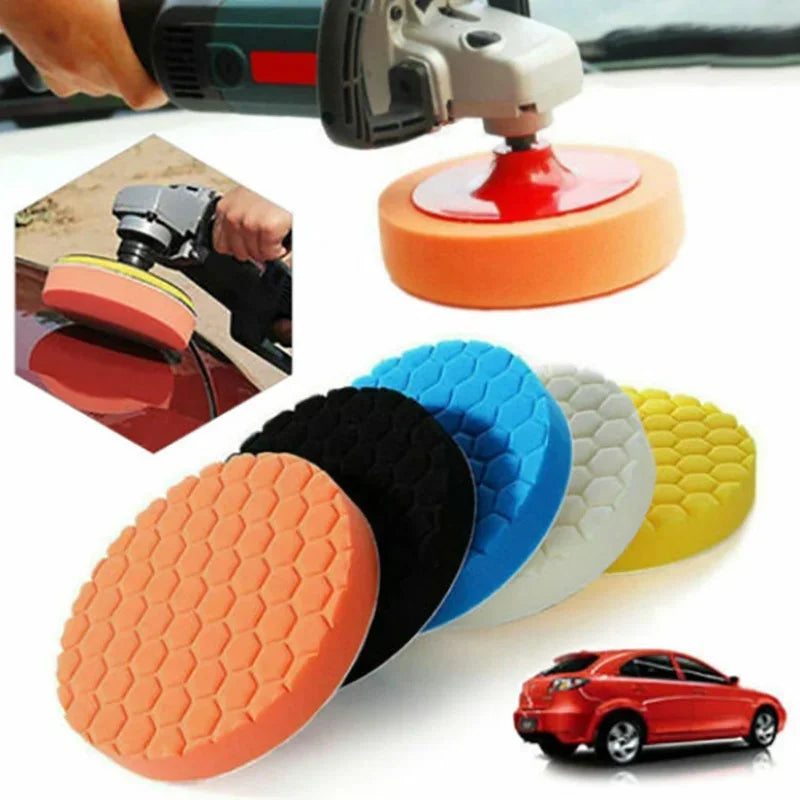 5PCS auto detailing pads polishing wheel for drill buffing kit 5/6/7 inch self adhesive polishing pad car wax applicator discs