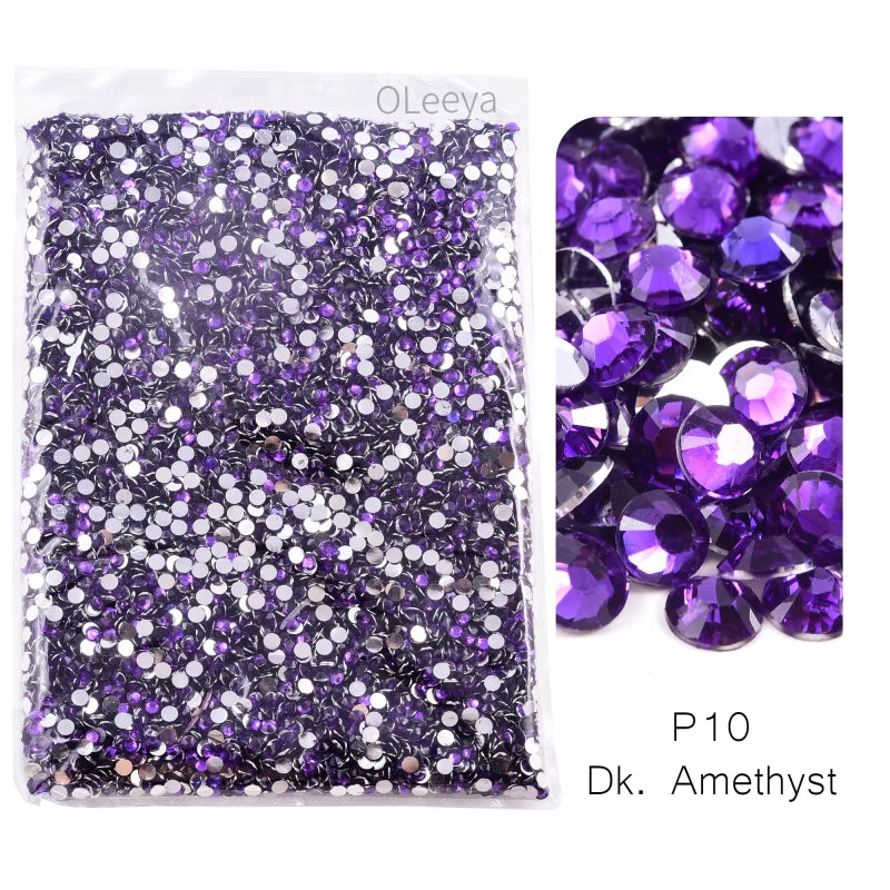 Oleeya Wholesale Flatback Silver bottom Resin Cтразы Non hotfix Rhinestones in Big Package Glitter Crystals and Strass For 네일파츠