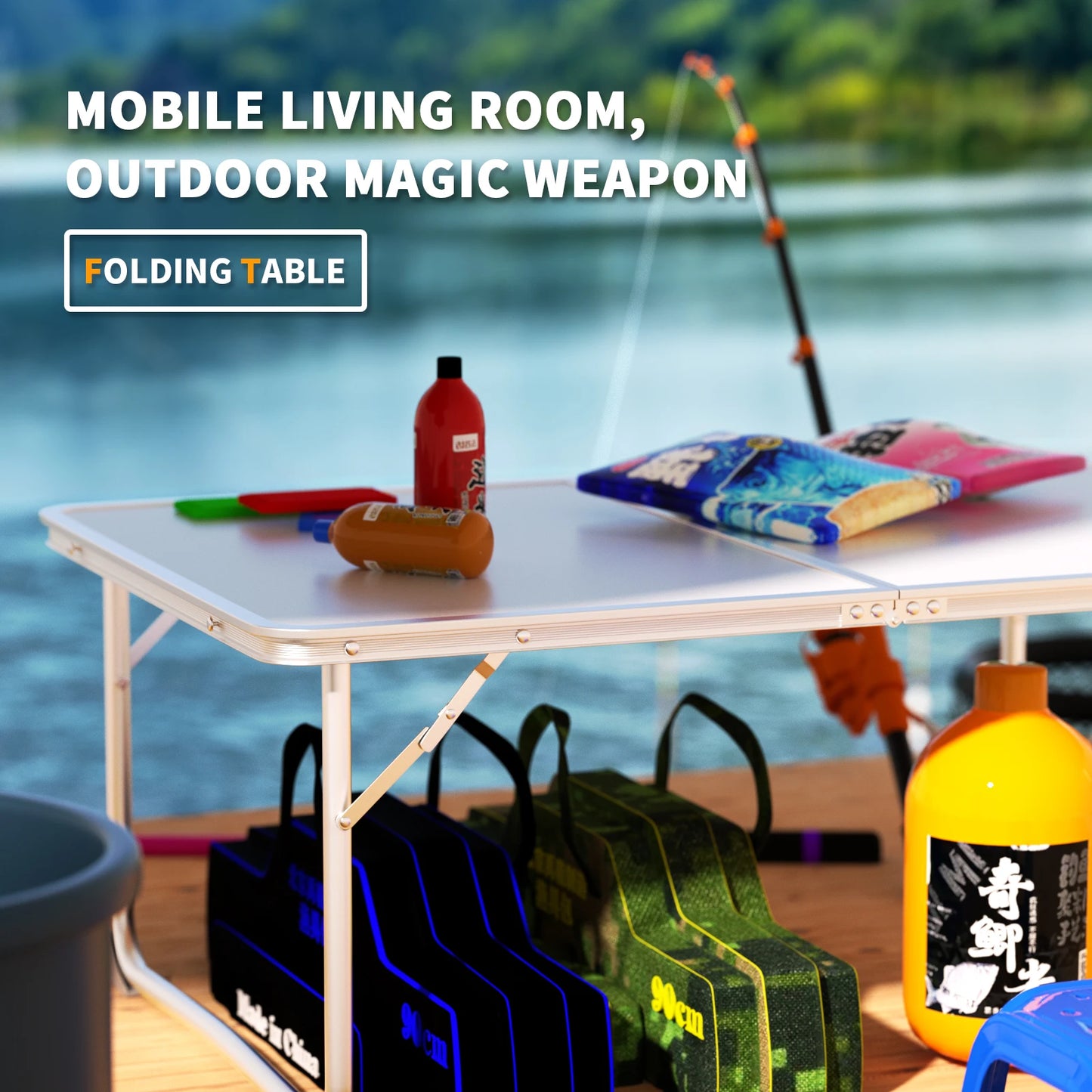 Small Folding Picnic Camping Table, Aluminium Lightweight Foldable Outdoor Garden Backyards BBQ Portable Table,60x40x26cm Table