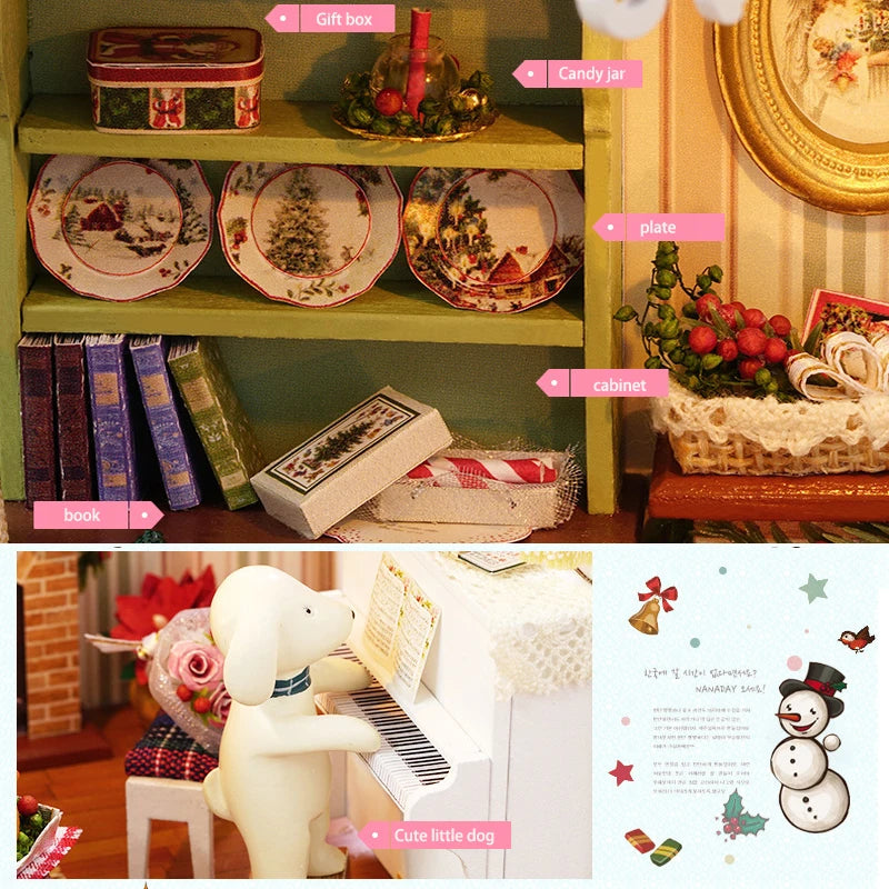 DIY Miniature Dollhouse Kit Assemble Puzzle 3D Wooden House Room Craft With Furniture LED Lights For Friends Birthday Gift Toys