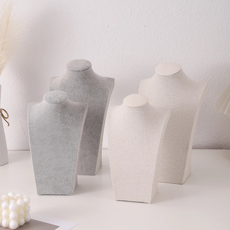 Mannequin Linen Velvet Necklace Pendant Chain Jewelry Bust Neck Display Stand Holder Mannequin  Necklace Pendant Window Display