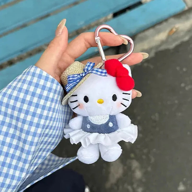Kawaii Hello Kitty Keychain Cute Cartoon Bag Pendant Plush Doll Charms Car Key Ring Backpack Accessories Women Girl Gifts
