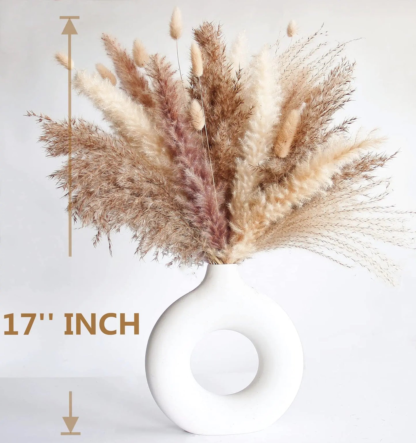 120pcs Fluffy Pampas Bunny Tail Grass Dried Artificial Flowers  Bouquet for Bathroom Wall Office Boho Home Wedding Decorations