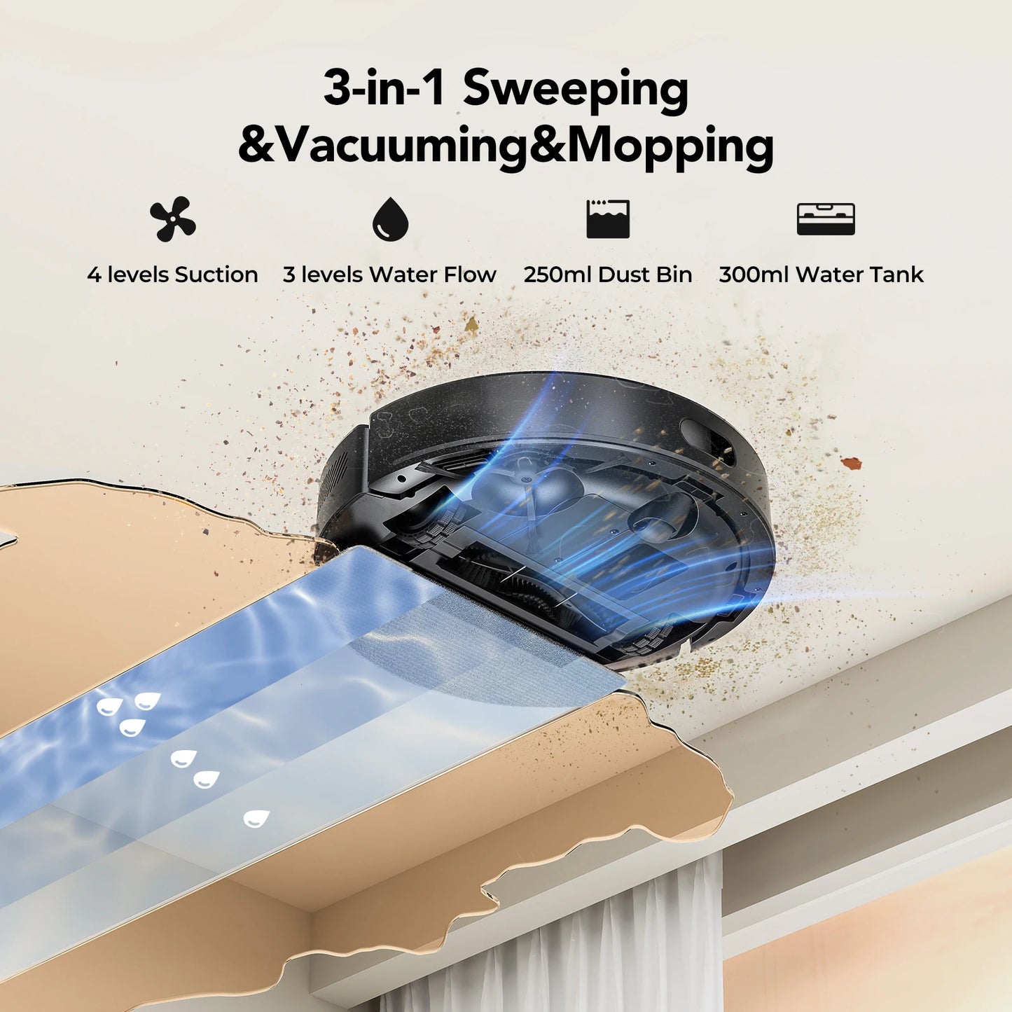 Lubluelu L15 Ultra  Robot Vacuum Mop Combo 5500Pa Robot Vacuum Auto-Charging  5 Maps 24 No-go Zones 3 In 1 Robot Vacuum Cleaner