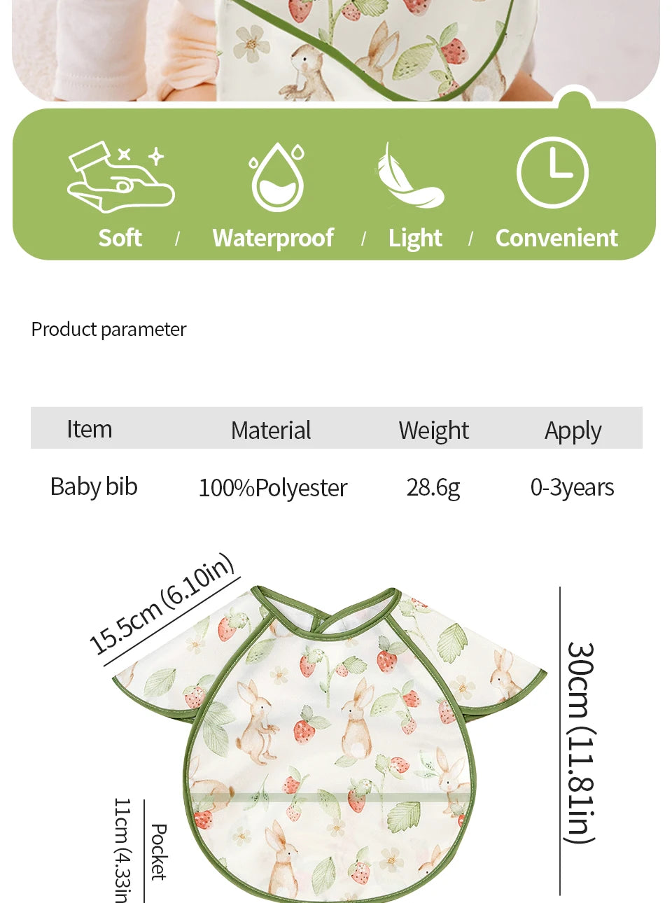 Kangobaby #My Soft Life# New Waterproof Baby Sleeveless Feeding Bib Fashion Full Body Cover