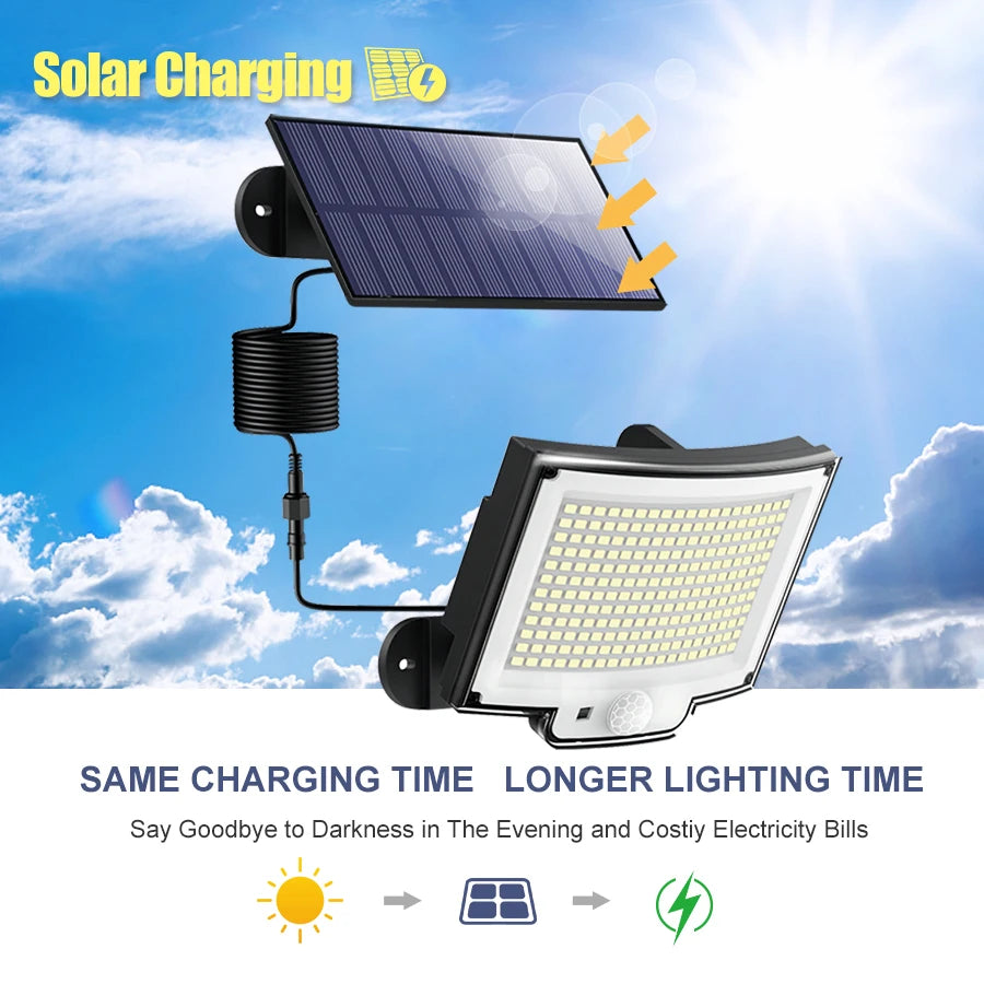LED Solar Lights 228/328 Outdoor PIR Motion Sensor Wall Lamp IP65 Waterproof Street Light with Remote for Garden Lighting