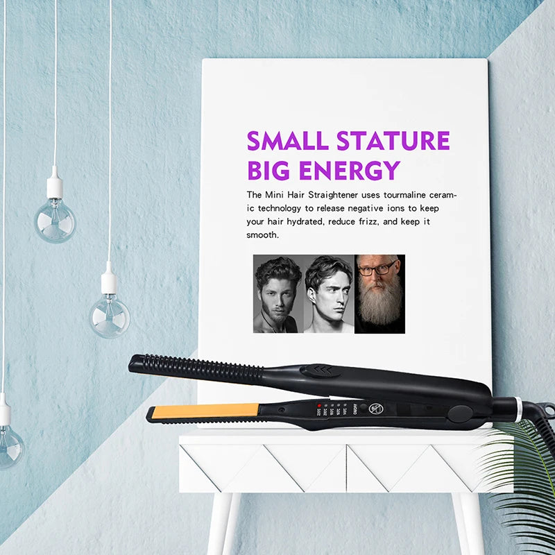 Mini Teddy Wave Hair Straightener Thin Pencil Flat Iron Titanium Professional Salon Hair Curler for Short Hair