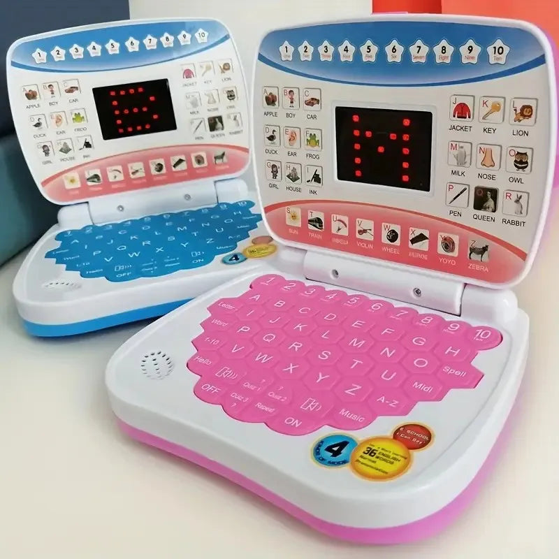 Electronic mini learning computer toy, alphanumeric music function, children's puzzle early education gift (excluding battery)