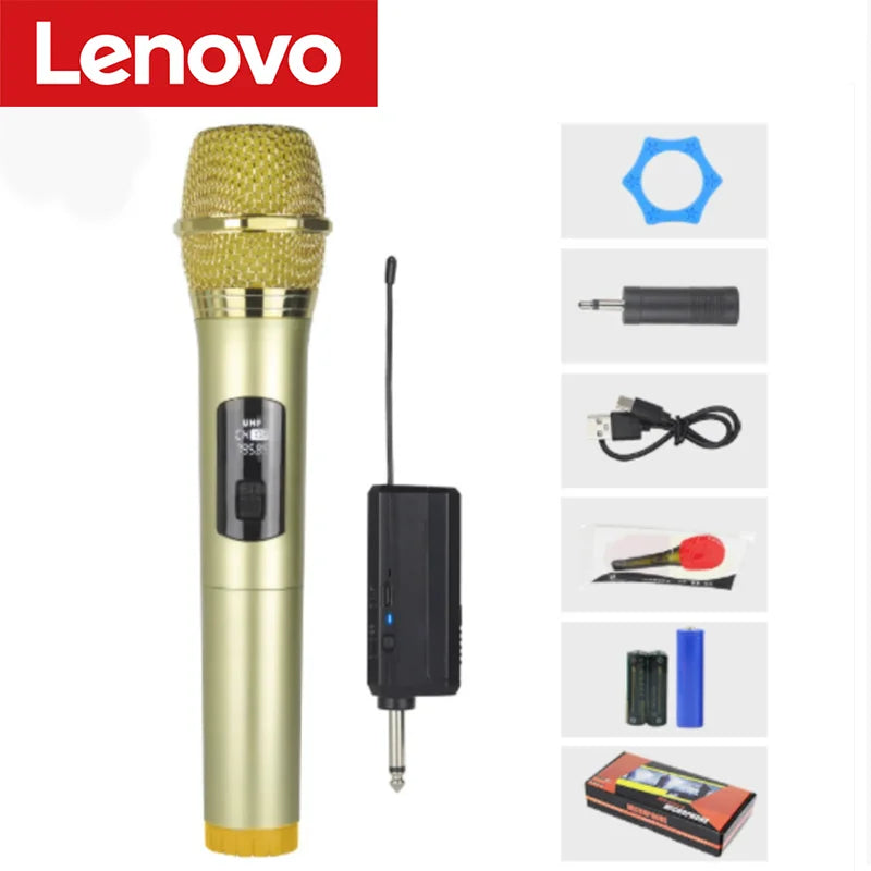 Lenovo Wireless Microphone 2.4G UHF Fixed Frequency 2 Channels Handheld Micphone For Live Party Karaoke Professional Meeting