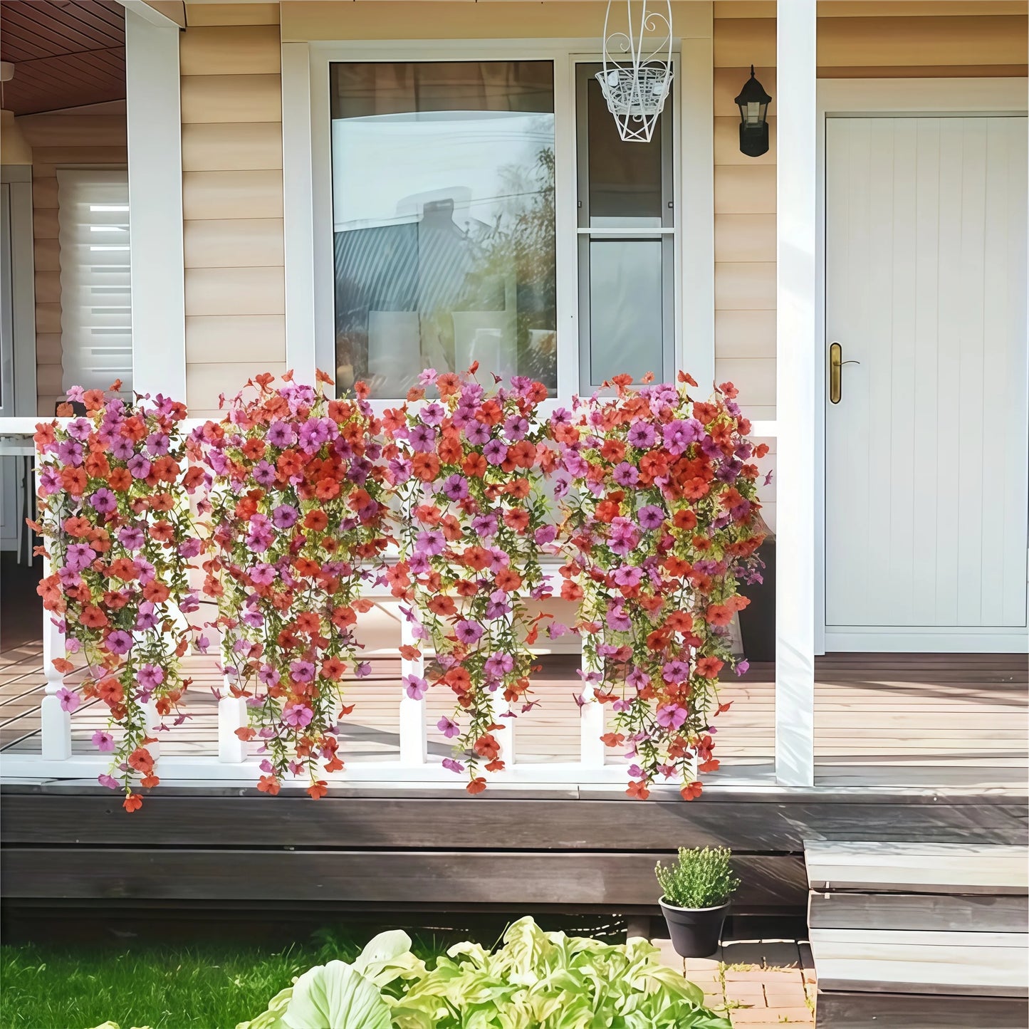 2/4pcs Artificial Flowers Simulated Eucalyptus Morning Glory Vines with Eucalyptus Leaves, for  Home Outdoor Garden Decoration