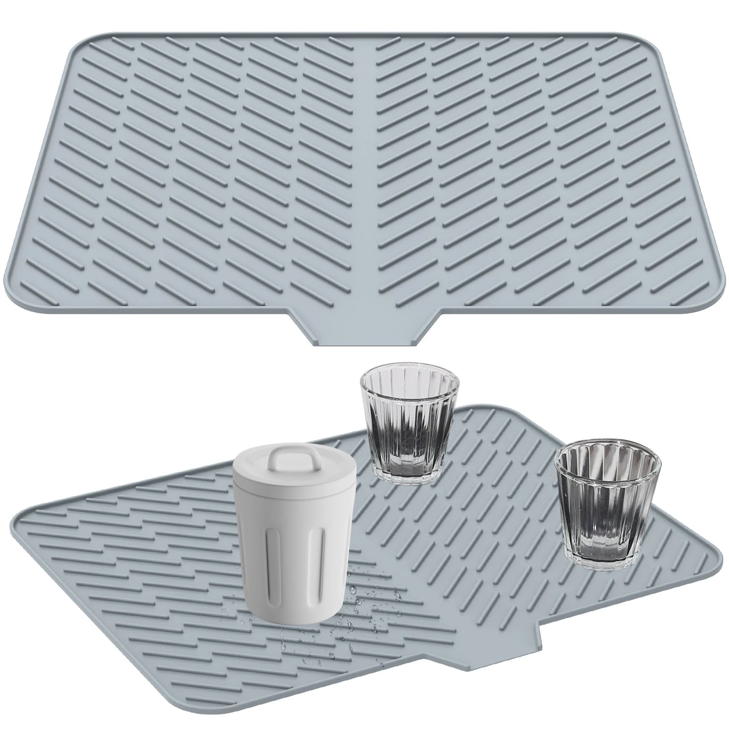 Dish Drying Mat-Silicone Drying Pad Kitchen Counter Dining-table Non-Slip Drain Pad Anti-scald Pot Cup Pad Kitchen Counter Tools
