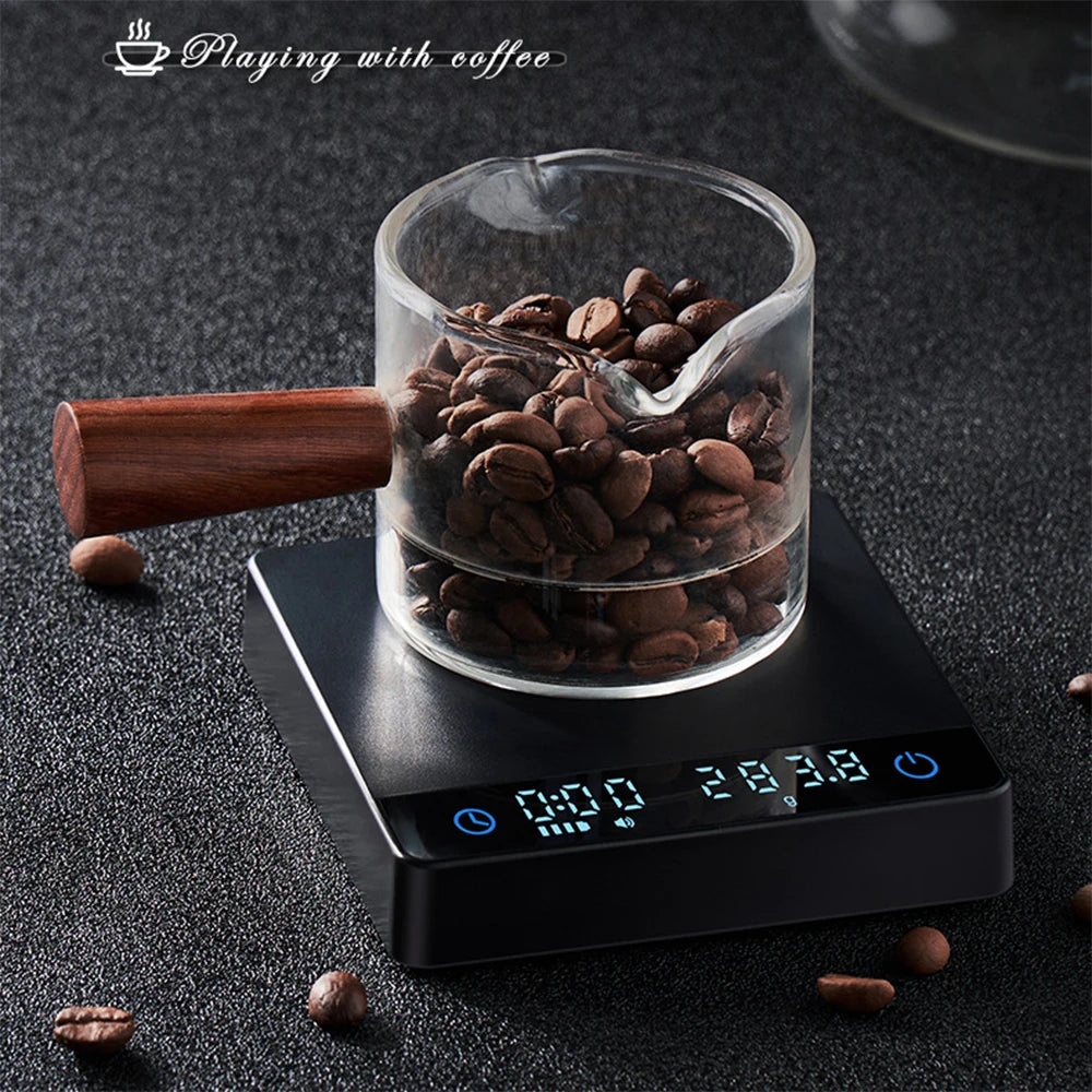 2kg Espresso Electronic Scale Smart Hand-brewed Coffee Dedicated Timing Scale LED Coffee Bean Scale Kitchen Weighing Tool
