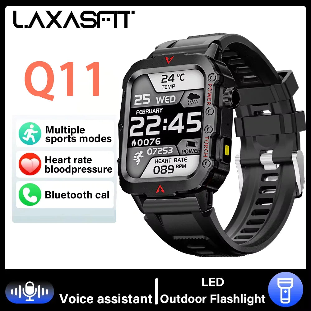 2026 New Smart Watch Men Bluetooth Calling Fitness Tracker LED Flashlight Sleep Monitor Sports Smartwatch For Android iOS