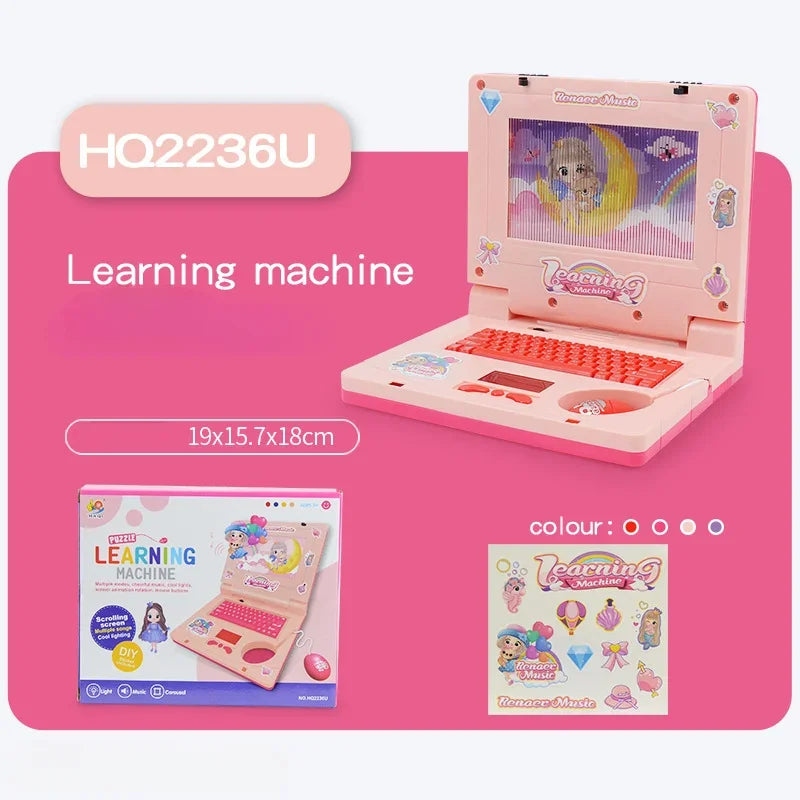 Toddler Puzzle Learning Machine Cartoon Fake Laptop with Light Music Mouse Simulation Computer Enlightening Toys Birthday Gifts