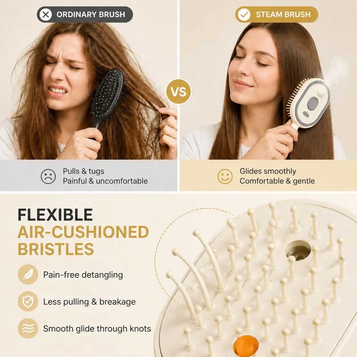 Electric Spray Hair Brush Misting Hair Brush with Water Spray Reduce Frizz Anti-Static Electric Spray Air Cushion Comb