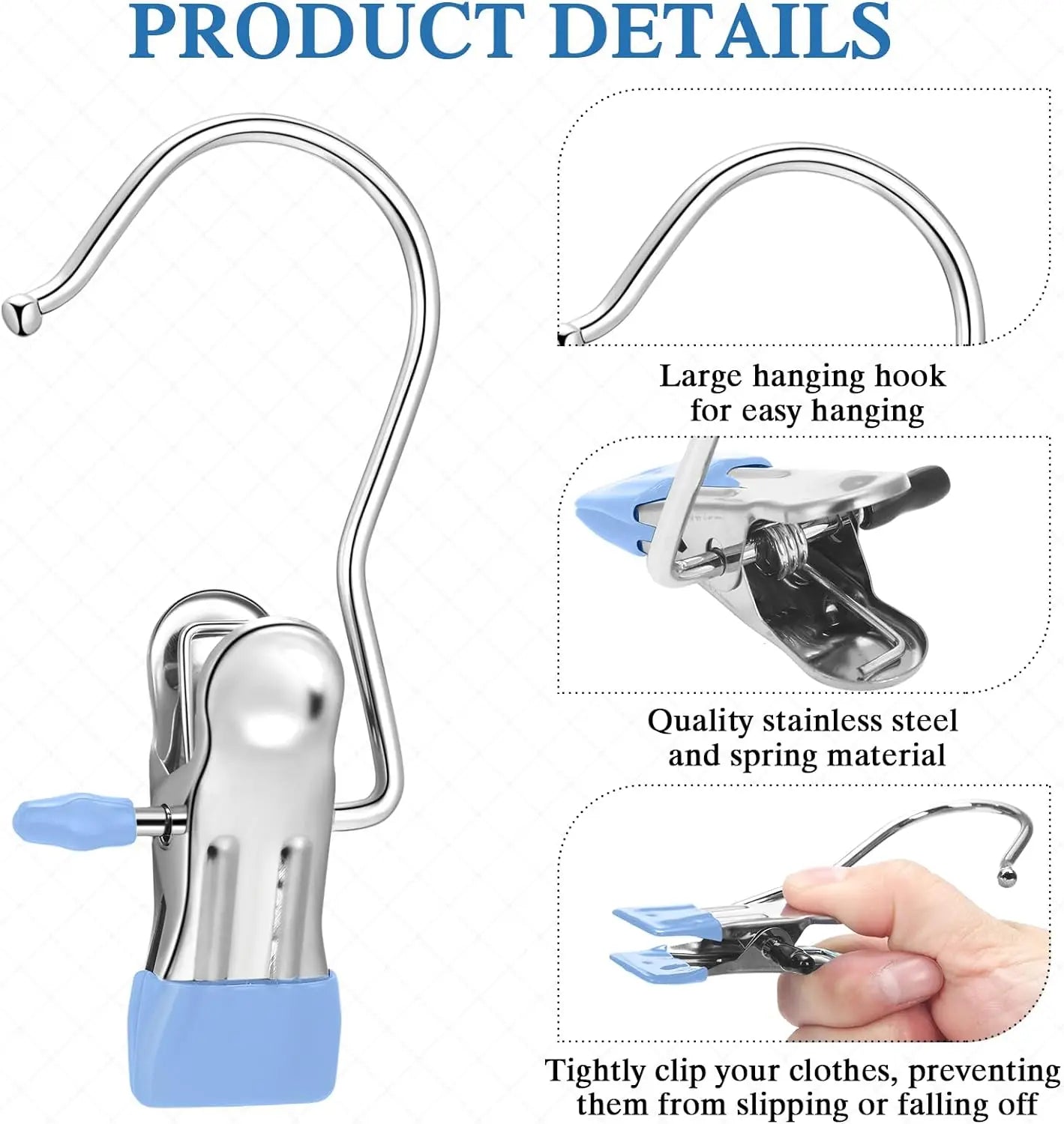 2025 New Stainless Steel Boot Hangers Clips - Heavy Duty Rust-Proof Clothes Pins for Closet, Laundry, Travel - 10 Pack Durable P
