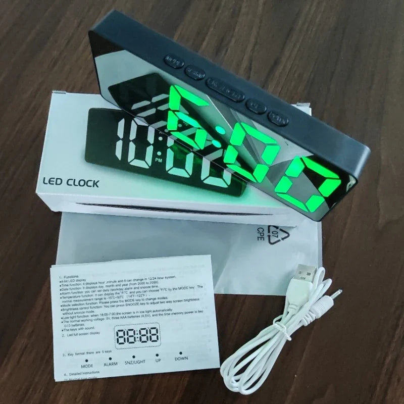 Latest Digital Clock LED Alarm Clock Bedroom Electronic Desktop Clock With Temperature Display Adjustable Brightness 12/24 Hours