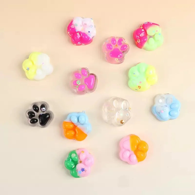 10pcs Mini Cute Cat Claw Plush Pinch Fun Colorful Halloween Christmas Party Pack Fillers for Pressure Reduction Cartoon Style