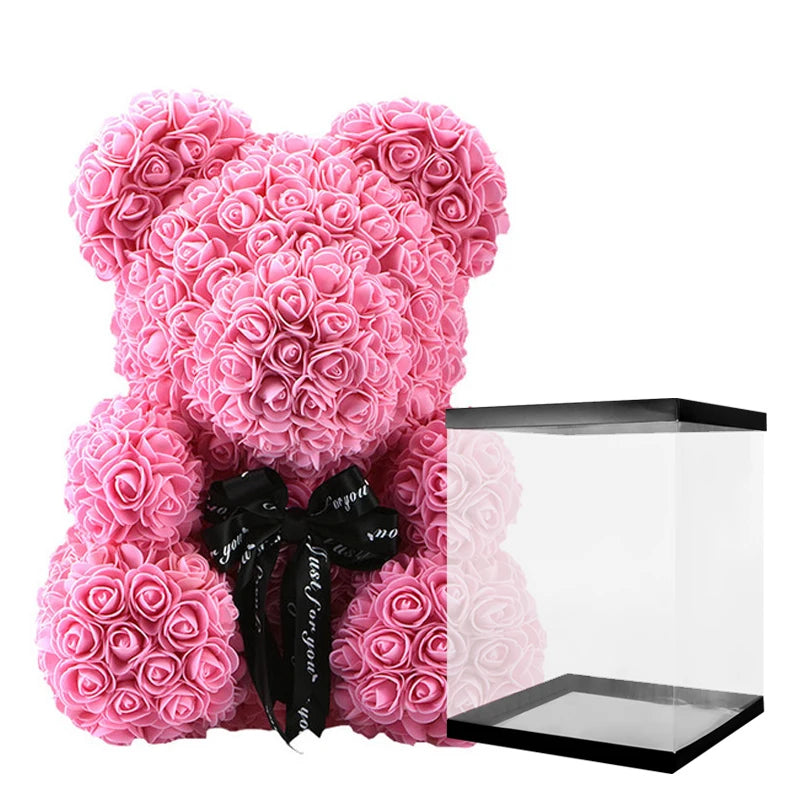 Girlfriend Gifts 25cm/40cm Soap Foam Bear Rose Teddy Rose Bear Artificial Flowers Wedding Birthday Valentines Gift for Women