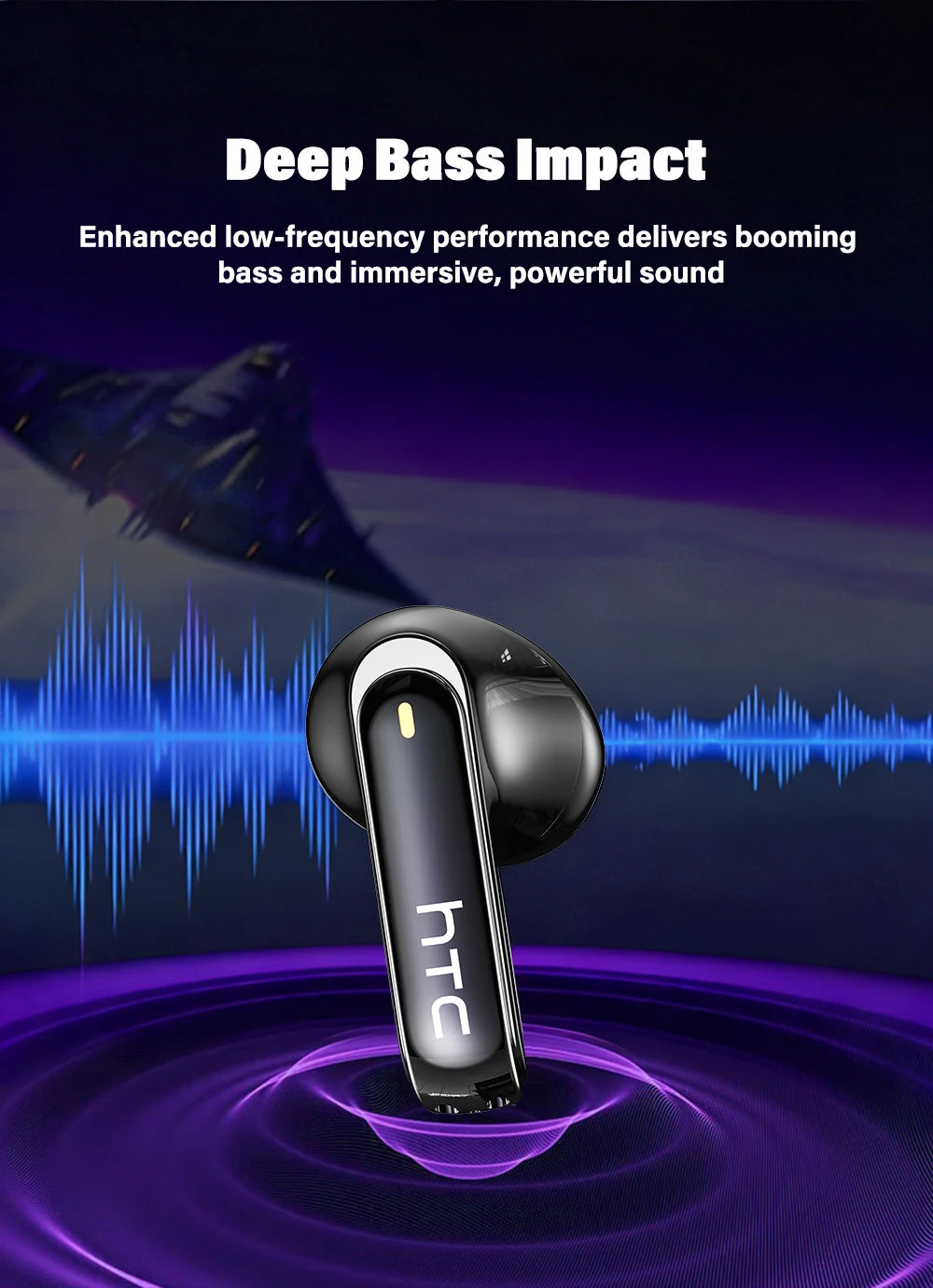 HTC NE70 Bluetooth V6.0 Headphones Smart Touchscreen Wireless Earphones AI Translator Earbuds Gaming Earbuds HD Bass