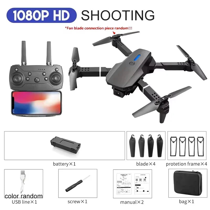 2026 E88 HD 4K RC Drone Foldable Wide Angle Camera Helicopter Quadcopter Aircraft Kids Professional Gift Toy by KBDFA