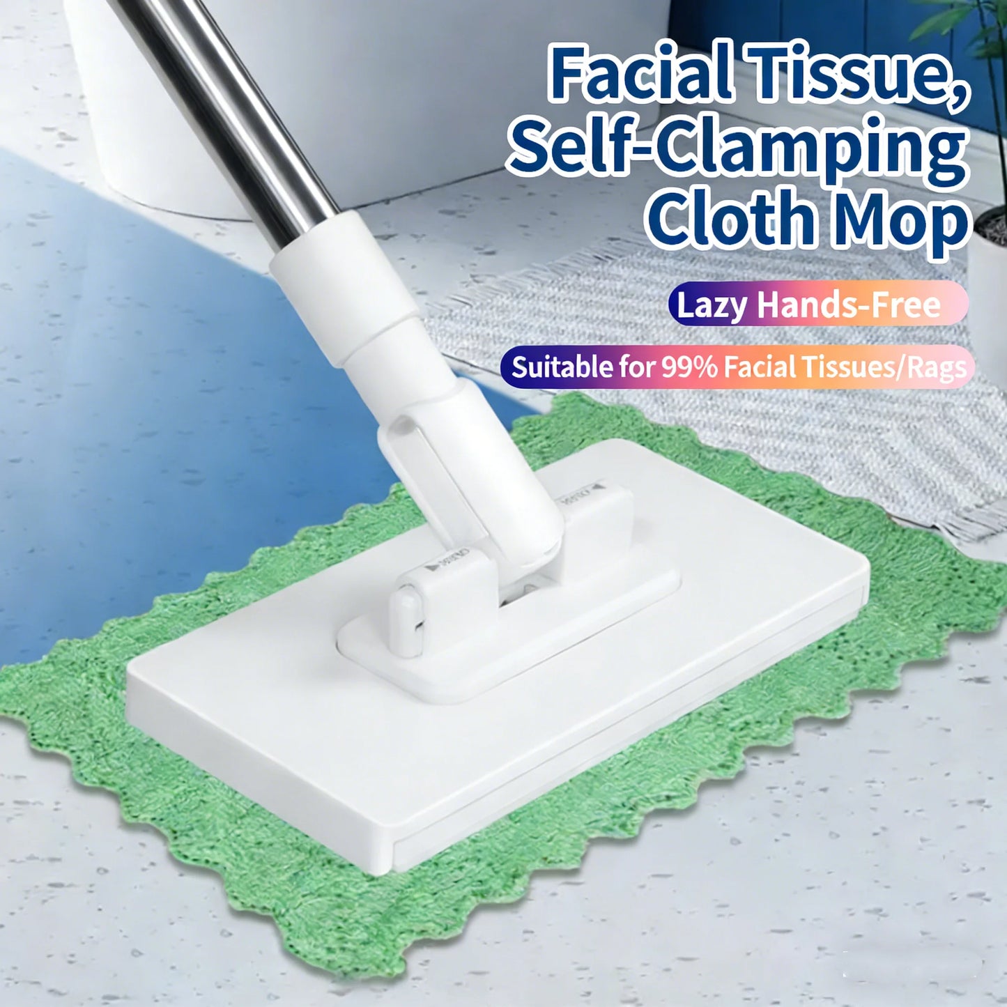 Reusable Dust Mop for Floor Cleaning Automatic Clamping Mop Clamp 100cm Wiper Floor Household Cleaning Cloths for Dust Removal