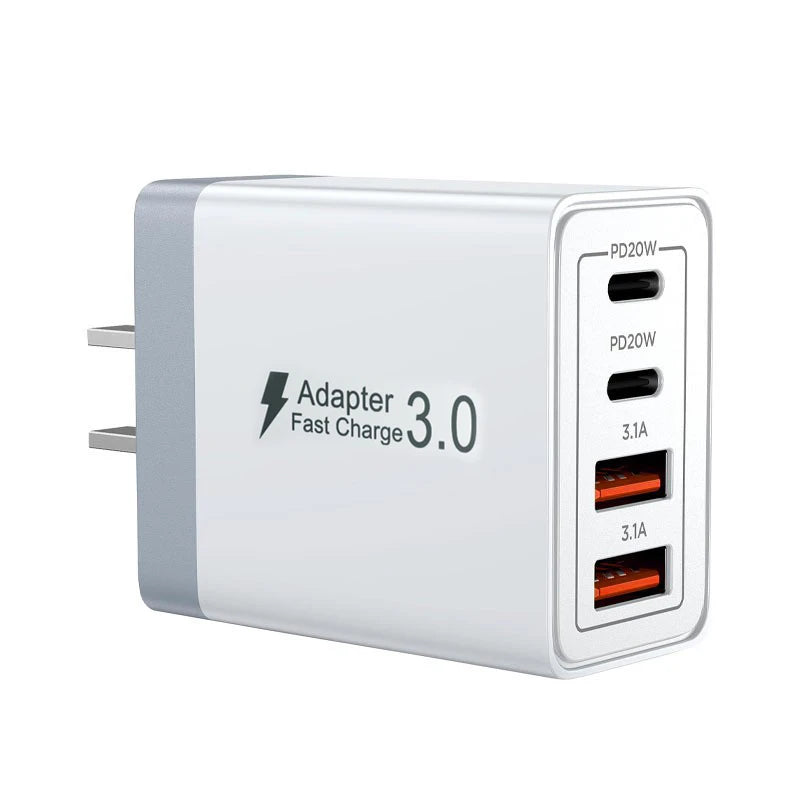 EU/UK/US/AU Wall Plug Multi-Port USB-C/USB-A Mobile Phone Charger, 40W Dual PD Fast Charging Block Adapter for iPhone, Xiaomi