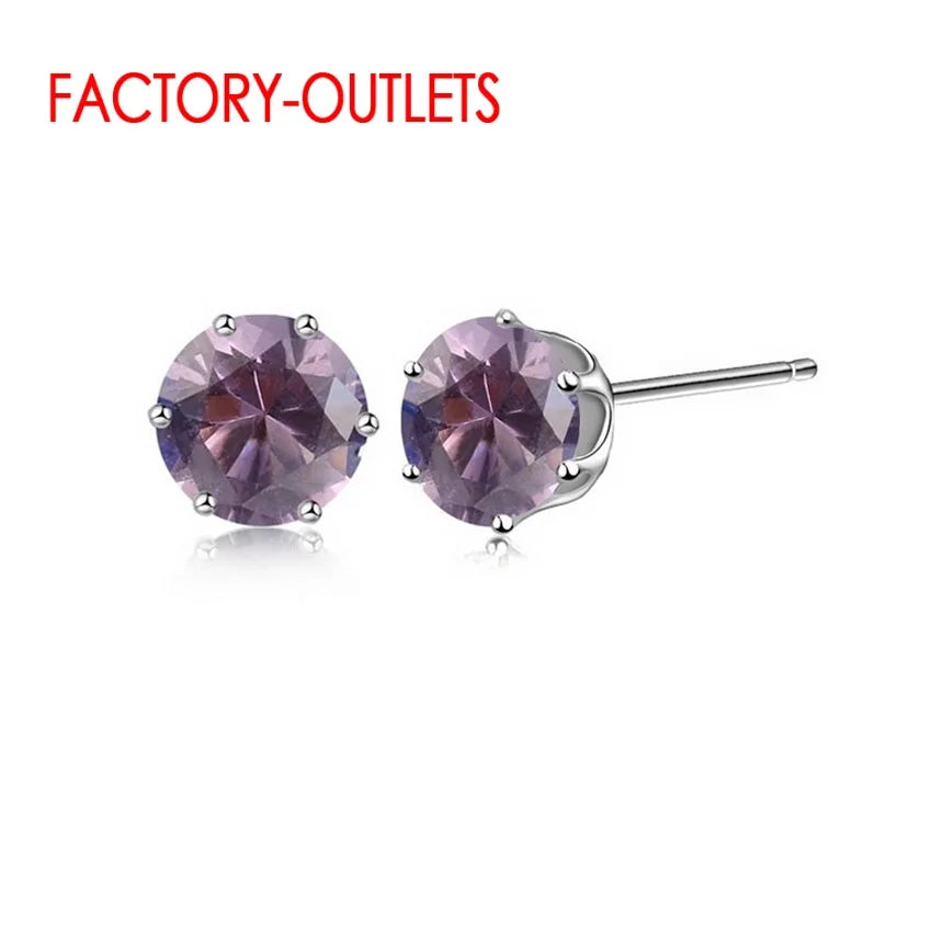 New Arrival Factory Cheap Price 925 Sterling Silver Korean Style Fashion Jewelry Stud Earrings Shinny Crystal Fast Shipping