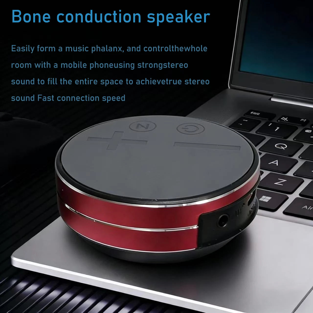 Bone Conduction Desktop Wireless Speaker with suction cups for secure attachment. Wireless TWS speaker, compatible with lanyard