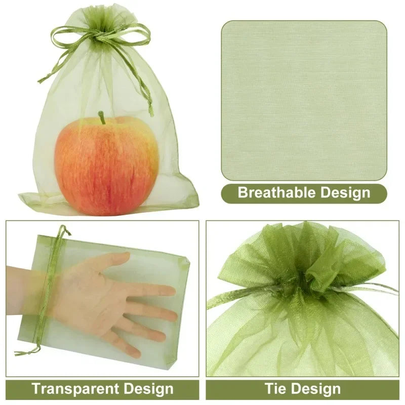 50/100 Fruit Protection Bags Anti-Bird Garden Netting Bags Strawberry Grapes Mesh Bag Plante Vegetable Netting Cover Garden Tool