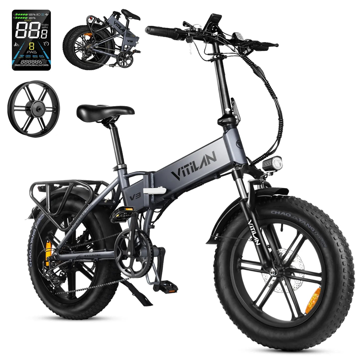 VITILAN V3 2.0 Electric-bicycle For Adults 750W Folding E-Mountain bike 48V13AH 20 inch Fat Tire Off Road Electric Bike