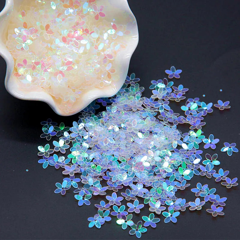 Sequin Matte White Color 10mm Cup Five Finger Flower Sequins Paillettes Sewing Wedding Craft Women Garments Accessories 10g/lot