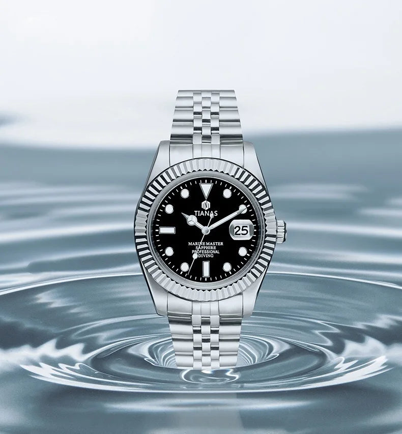 TIANAS Men`s Watch Sapphire Glass Japan quartz movement Clock Men Relogios Masculino 316L SS Case Swimming 50M Waterproof