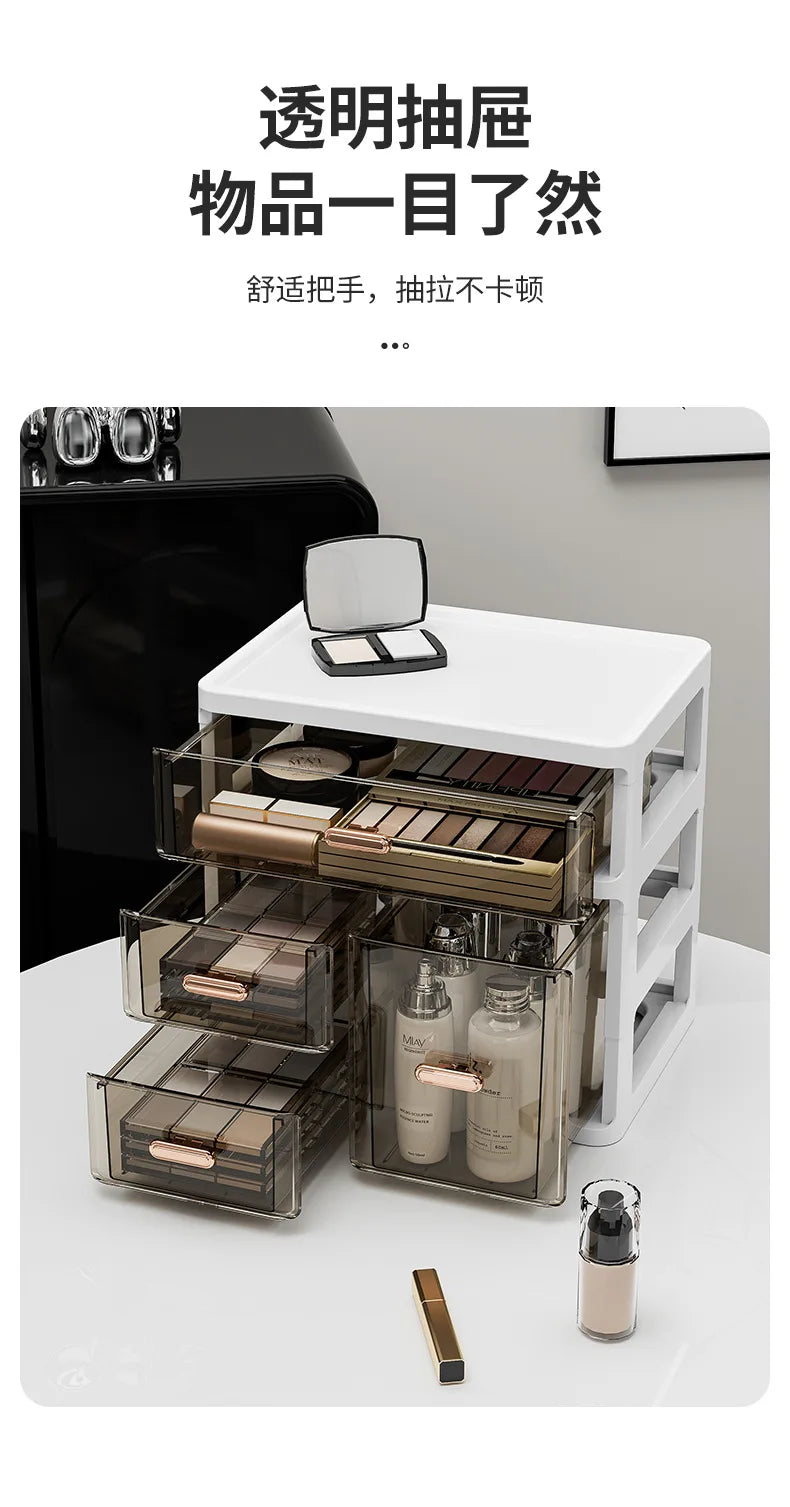 Desktop Large Capacity Storage Box Makeup Table Skincare Organizer Multi-Layer Drawer Storage Box for Students