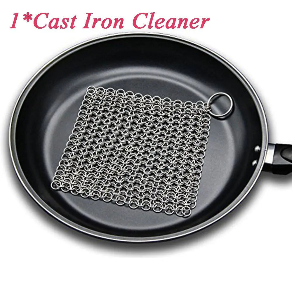 Bowl 10x10cm Cookware Wok Chainmail Circular Ring Square Scrubber Pan Brush Stainless Steel Kitchen Tool Cast Iron Cleaner