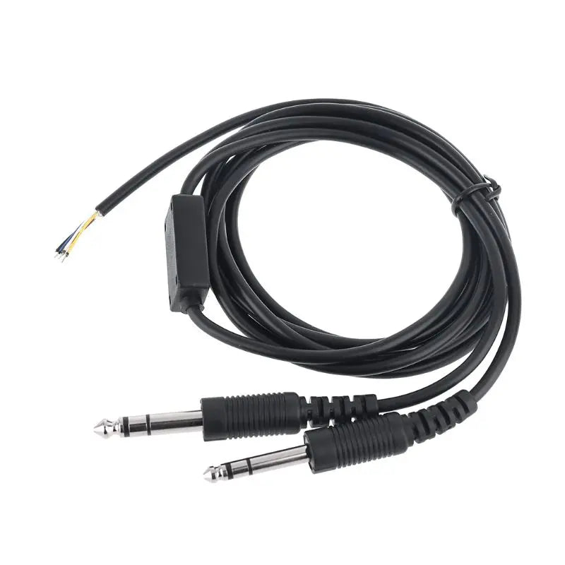 Repairing Cord 200cm DIY Aviation Headset Dual-plug Aircraft Headphones Cable