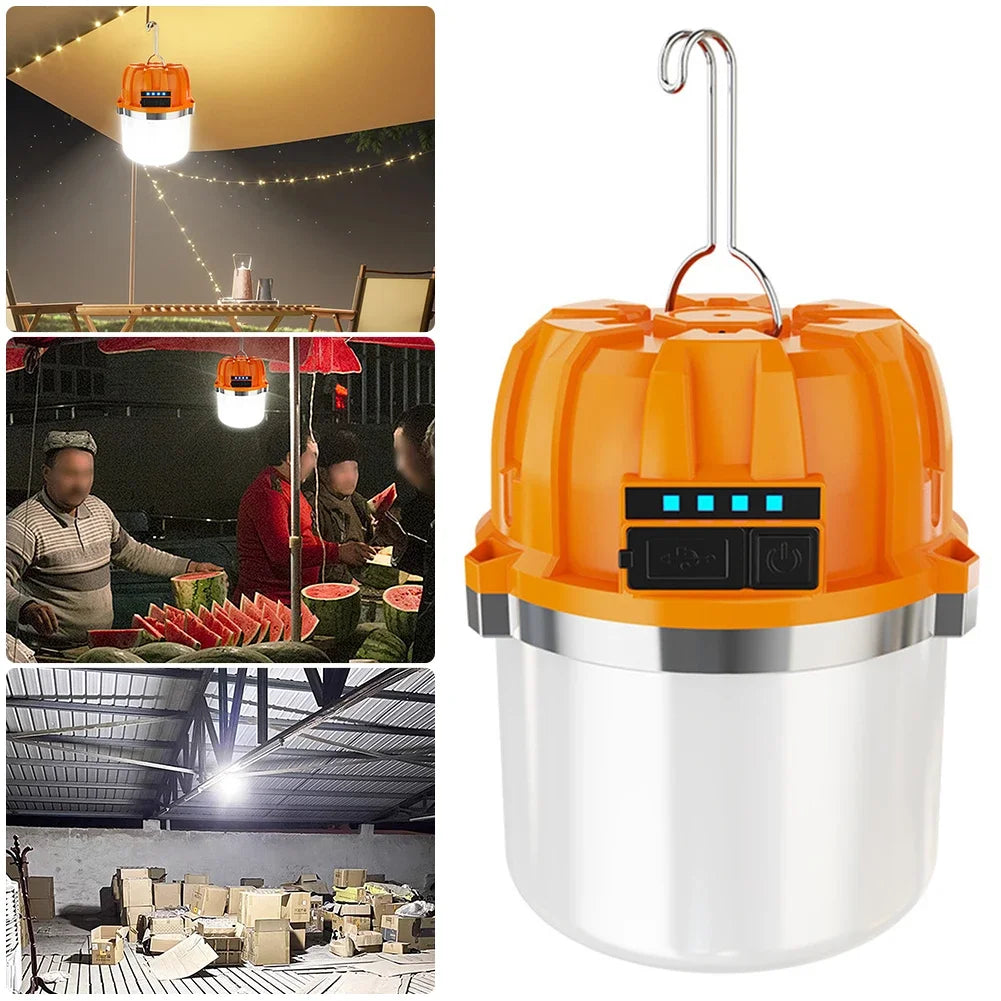Powerful LED Camping Lights Built-in Battery USB Rechargeable Camping BBQ Tents Super Bright Hanging Lantern Power Bank