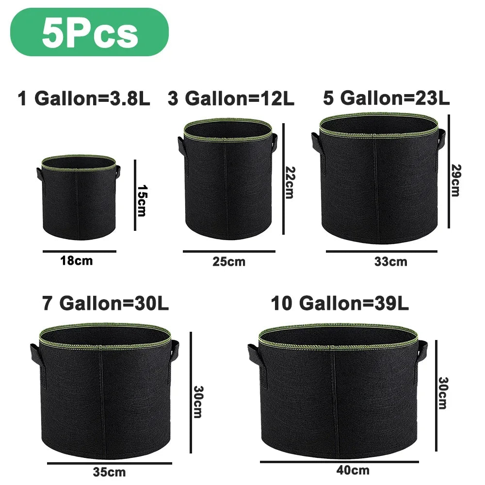 Fabric Plant Pots Grow Bags 3/5/7/10 Gallon Gardening Vegetable Tomato Strawberry Growing Planter Garden Potato Planting Pots