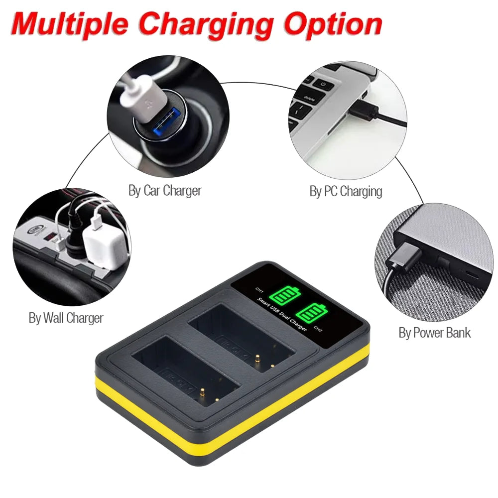 LED Dual USB Charger with Type C Port for PS-BLN1 BLN-1 BCN-1 Batteries Compatible with Olympus OM-D E-M1 E-M5 E-P5 Cameras