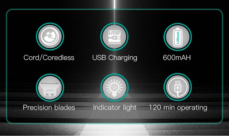 VGR Hair Trimmer Professional Hair Clipper Wireless Hair Cutting Machine Electric Zero Cutting Machine Trimmer for Men V-071