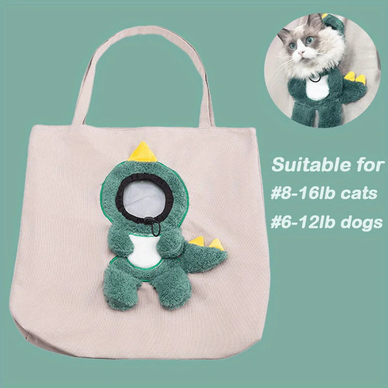 Pet Shoulder Carrying Bag, Cute Bee-Shaped Pet Canvas Shoulder Bag Cat Carrier, Portable Cats Small Pet Canvas Tote Chest Bag