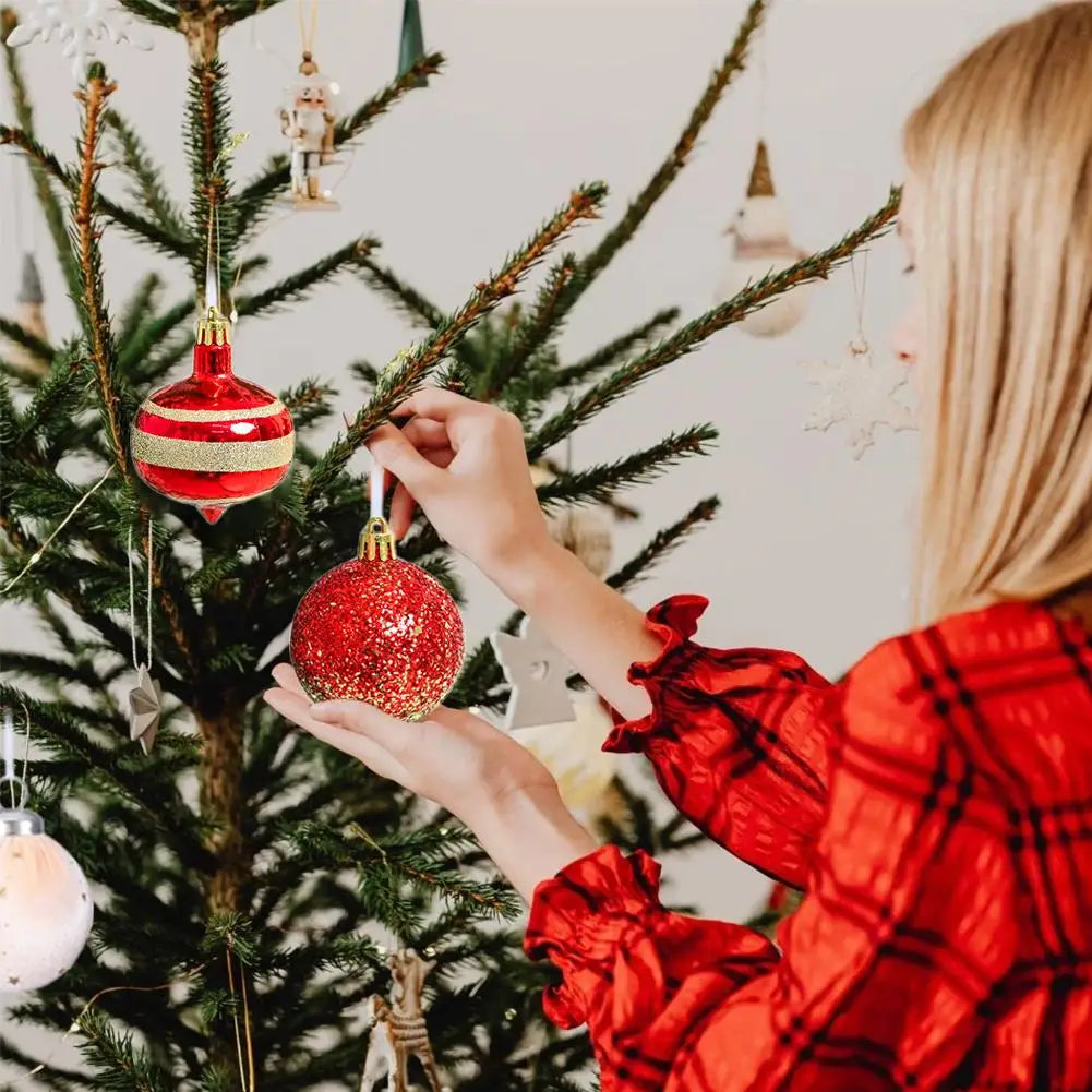 16PCs/Box 6cm Shiny Glitter Christmas Ball Ornaments Shatterproof Christmas Tree Hanging Ornaments Pendants Party Decorations