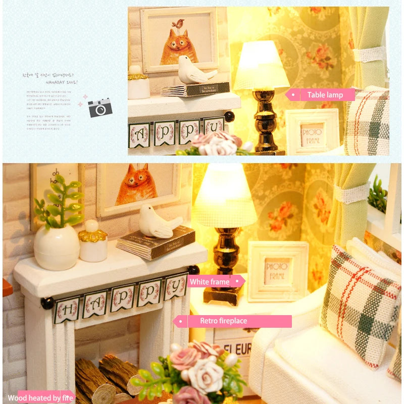 DIY Miniature Dollhouse Kit Assemble Puzzle 3D Wooden House Room Craft With Furniture LED Lights For Friends Birthday Gift Toys