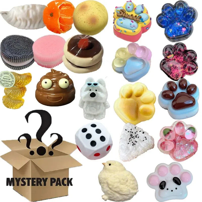 Hot Blind Box Mystery Kawaii Cat Paw Mochi Squishy, Simulated Food Fidget Toy, Cute Squeeze Foot Toy Antistress Stress-Relief