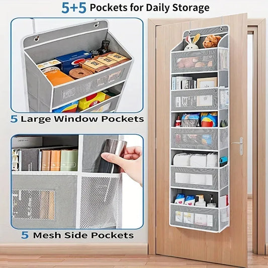 Upgraded 5-Shelf Hanging Storage Organizer - Behind Door, Anti-Tilt, 5 Large Capacity Pockets, Hanging Bag Suitable For Bedroom