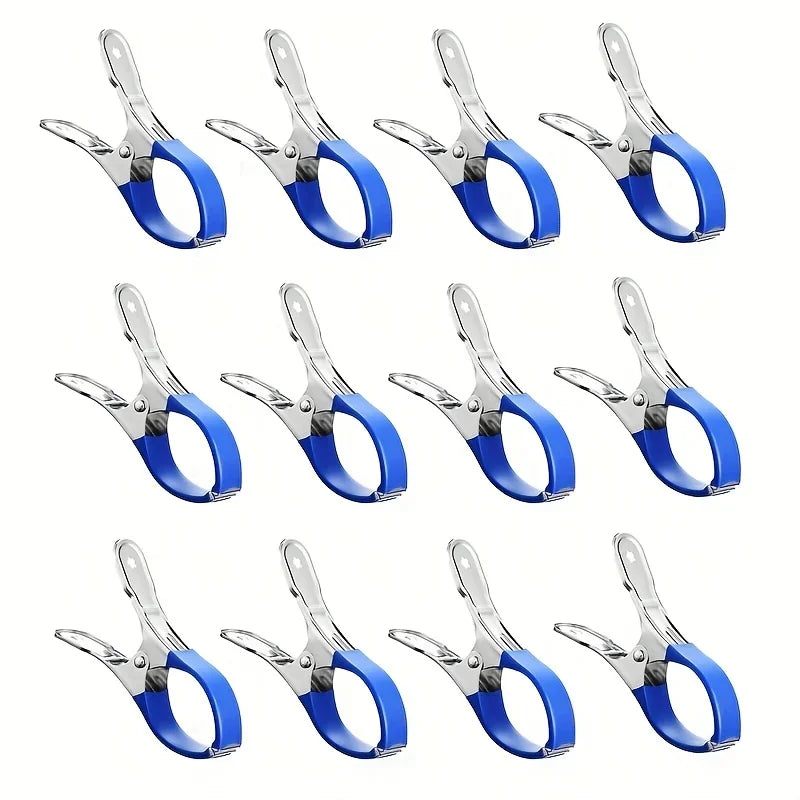 10pcs Durable Stainless Steel Pool Cover Clips with Plastic Handles - Heavy Duty Windproof Spring Clips